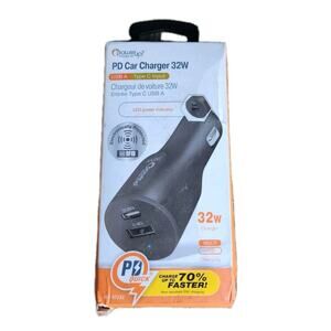 Power Up USB Charger-Car Plug 32w 2 Ports USB USB-C 191-07232